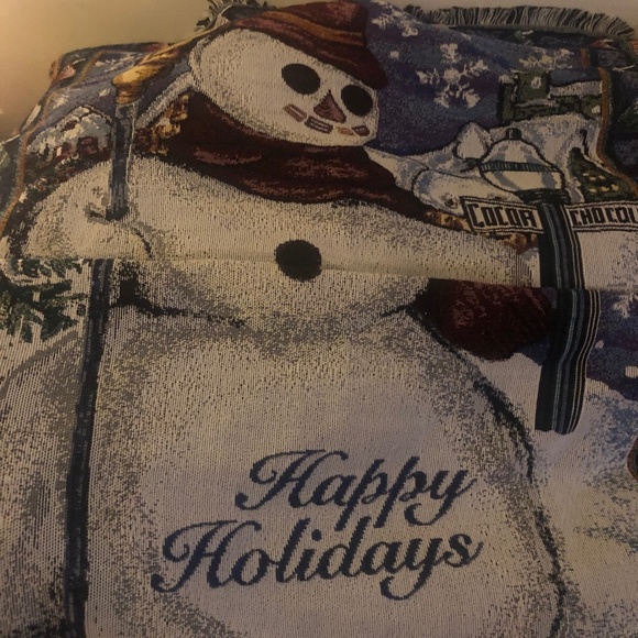 Holiday Snowman decorative throw blanket - Picture 1 of 4